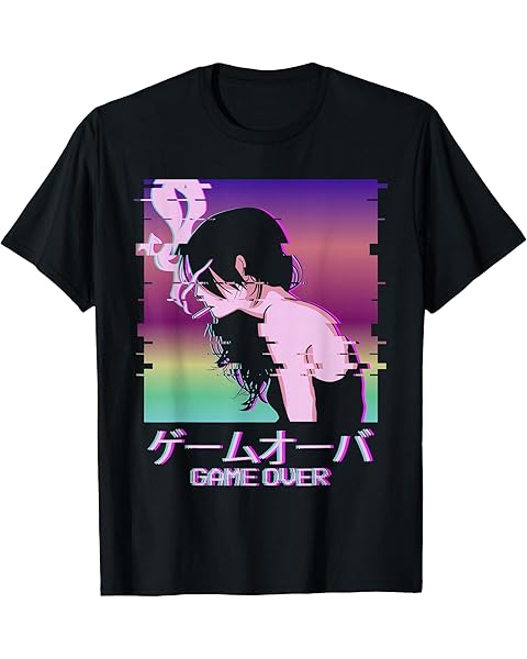 Vaporwave Anime Girl Indie Old Aesthetic Sad Anime Girl T-Shirt