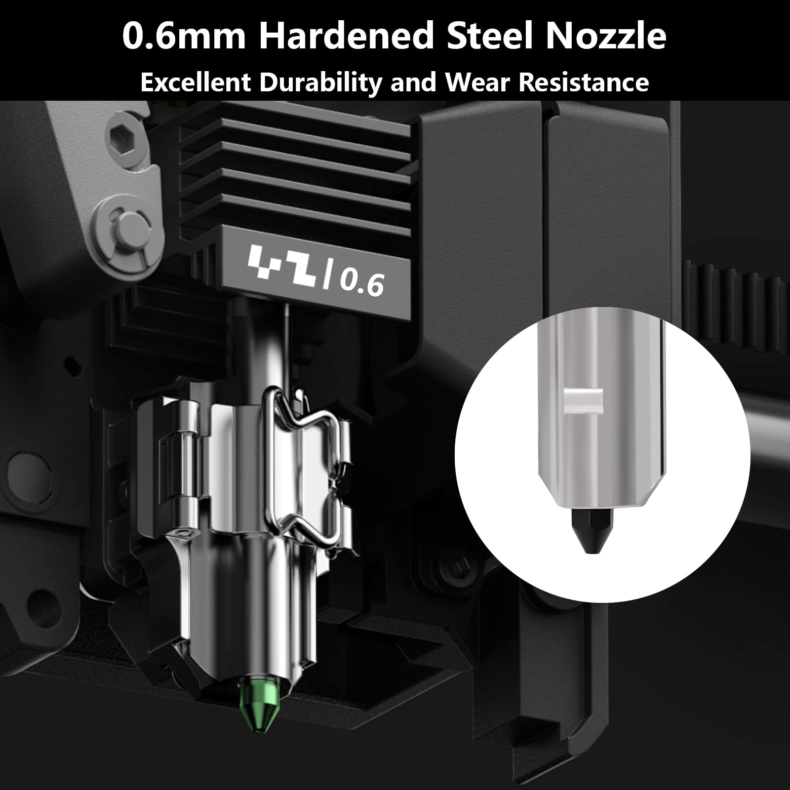 2 sztuki 0,6 mm P2S Hotend, zestaw wymienny do dysz z hartowanej stali, głowica drukująca, Hot End z 2 dyszami 0,2 mm i silikonowymi skarpetkami do drukarki 3D Bambu Lab P2S/H2D/H2C/H2S