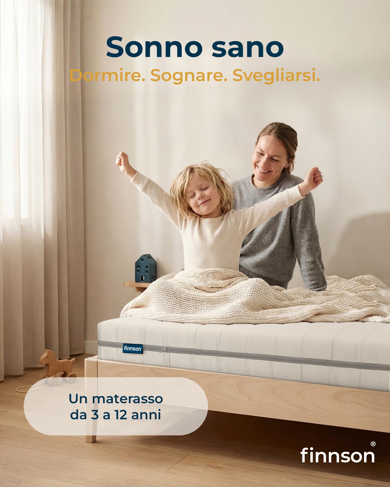 sun garden Materasso Bambini 120x200cm, Sistema 2in1 Evolutivo 3-12 Anni | Schiuma Comfort 15cm RG28 per Lettini e Letti Ragazzi, Certificato Oeko-Tex e Dermatest Ottimo, Prodotto in Europa