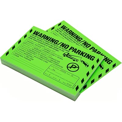 100 MESS Parking Violation Stickers 8x5 in – Green Multi-Reason Warning Labels for Towing & Improper Parking – Super Sticky & Hard to Remove