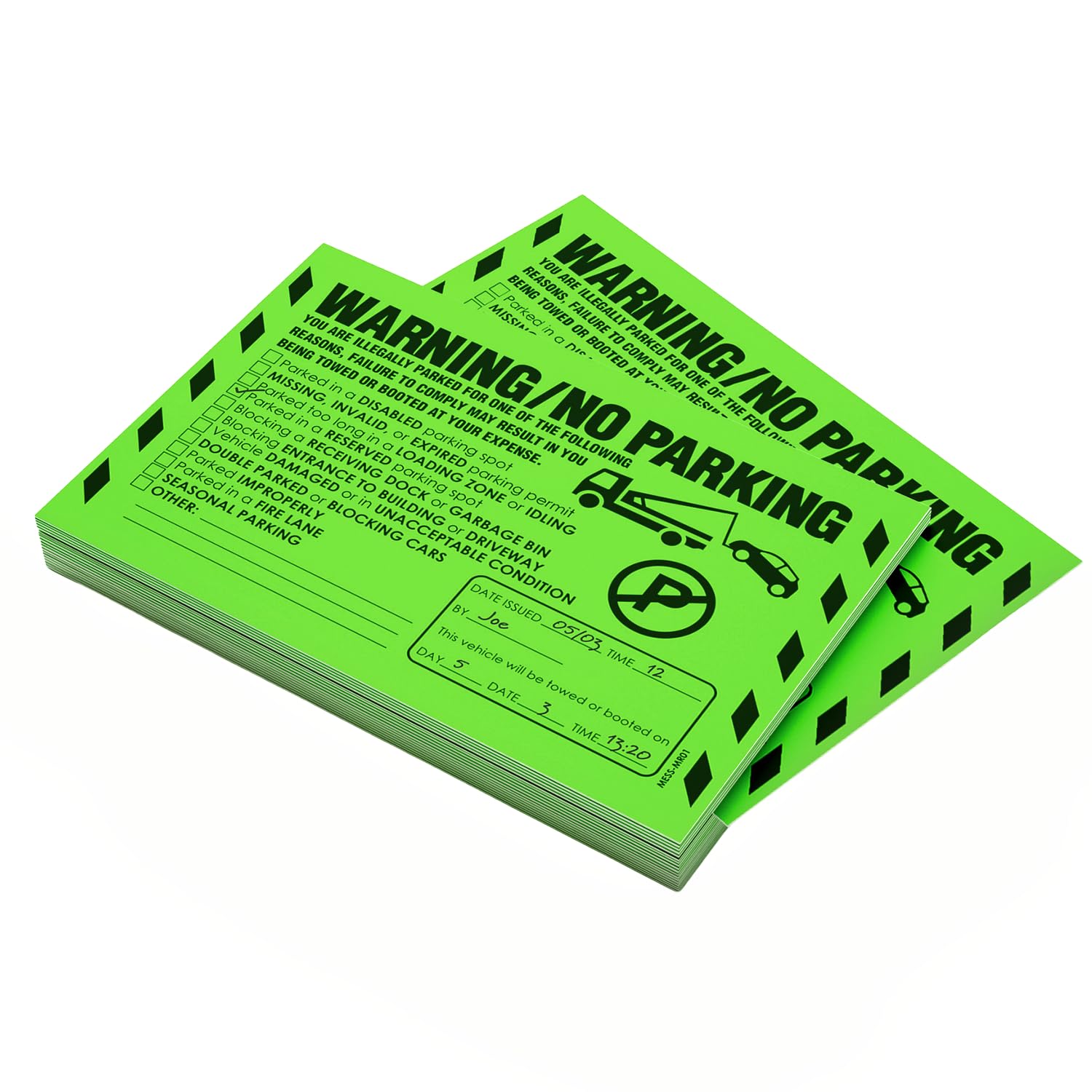 MESS Final Notice Illegal Parking Stickers - 100/Pack - Green - 8x5 In - Foto 5