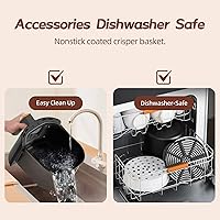 Vista 4 de Freidora de aire digital grande de 6.0 cuartos de galón con ventana para uso en cocina, antiadherente fabricada sin PFAS, pantalla táctil, 400F