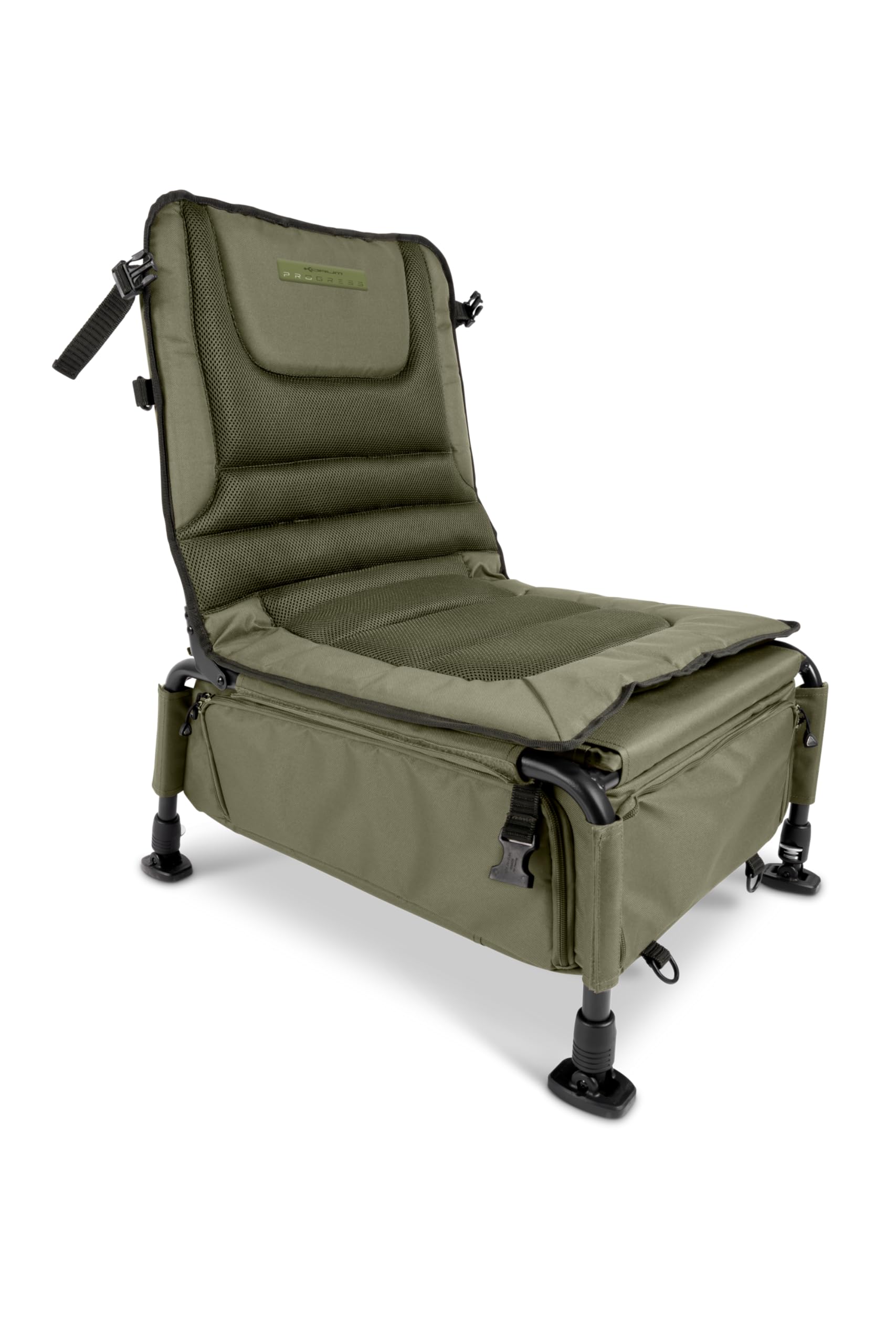 Korum Progress Ruckchair Standard, Comfortable, Lightweight, Fishing Chair Rucksack Combination, 100% Polyester, Aluminium Frame, Weight: 4.75kg, Code K0300050.
