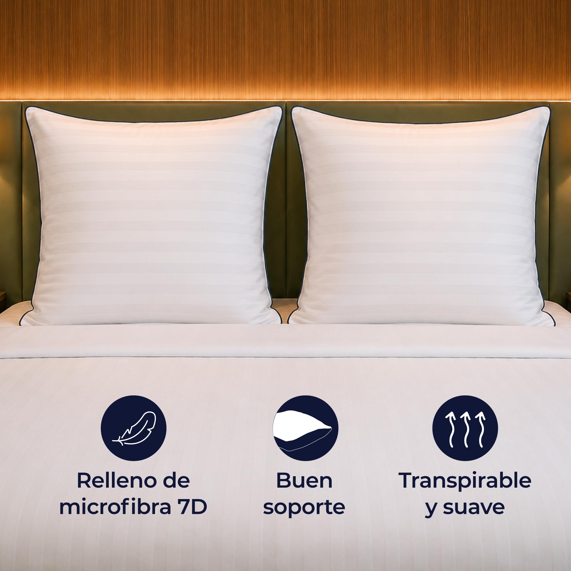 Dreamzie Almohada 80x80cm Juego de 2, Confort Hotel de Lujo - Cojines Cama Mullida, Cojin Suave - Almohadas Lavables, para Todas Las Posiciones al Dormir - Oeko-Tex