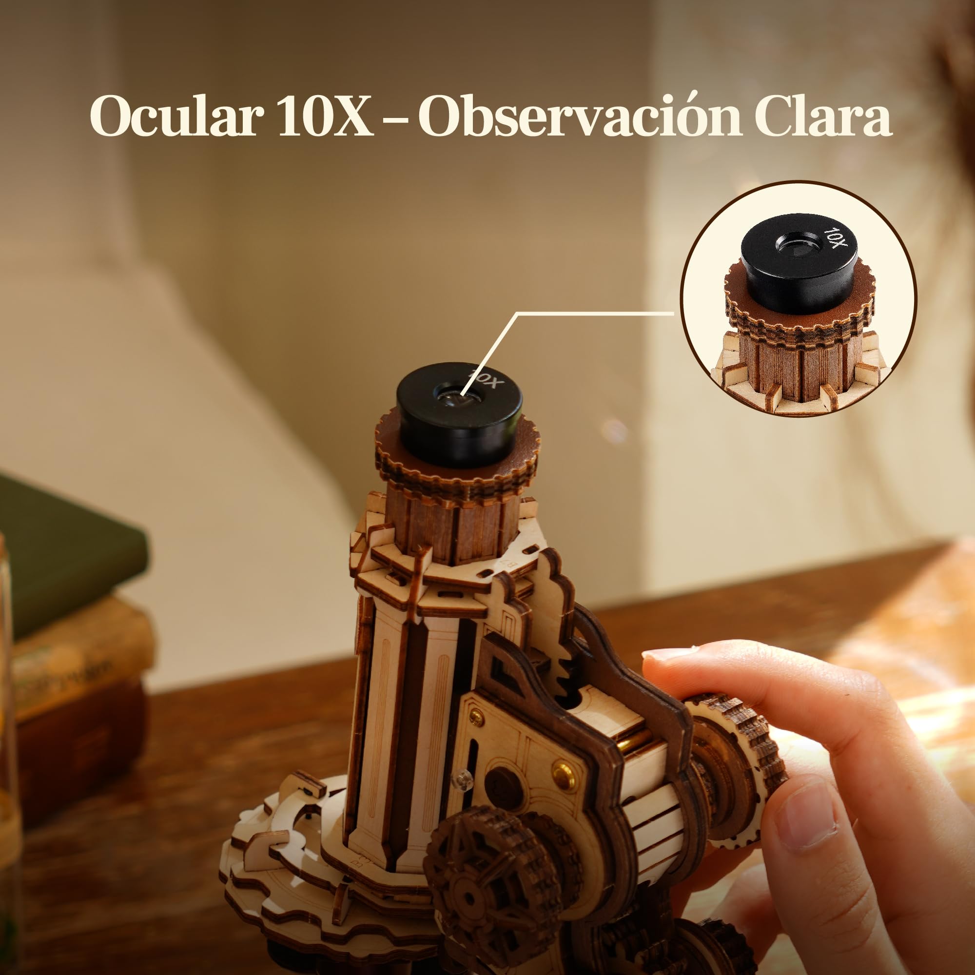 ROKR 400x Microscopio Funcional 3D Puzzle de Madera para Adultos,ST005 | Juguete Científico STEM, Regalo para Adultos y Adolescentes