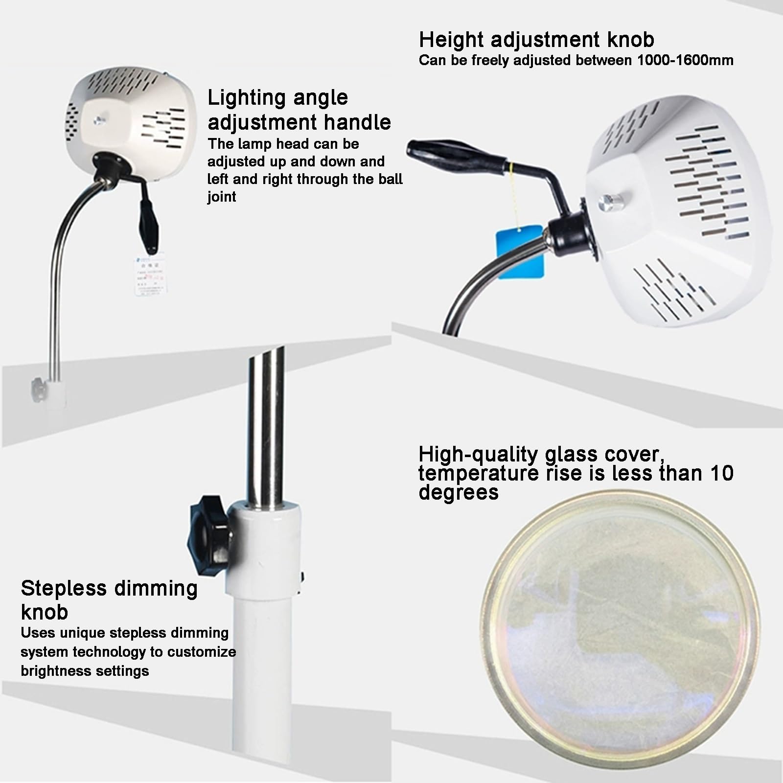 Lampada per Esame Chirurgico, Orale e Animali Domestici, Regolabile, LED, Base Stabile