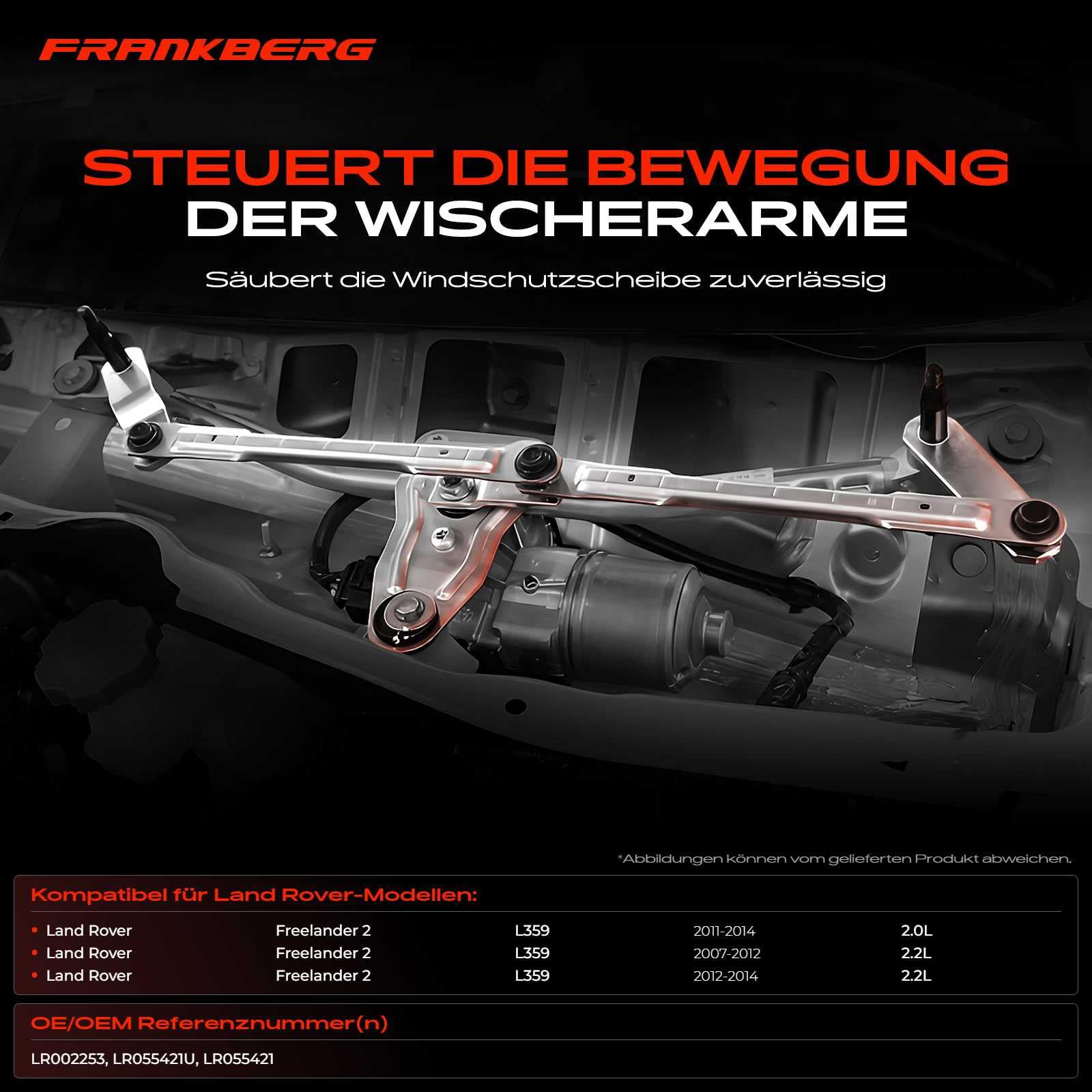 Frankberg Collegamento del tergicristallo collegamento del tergicristallo | senza motore, davanti, sinistra o destra, LR055421U; Compatibile con: Freelander 2 L359