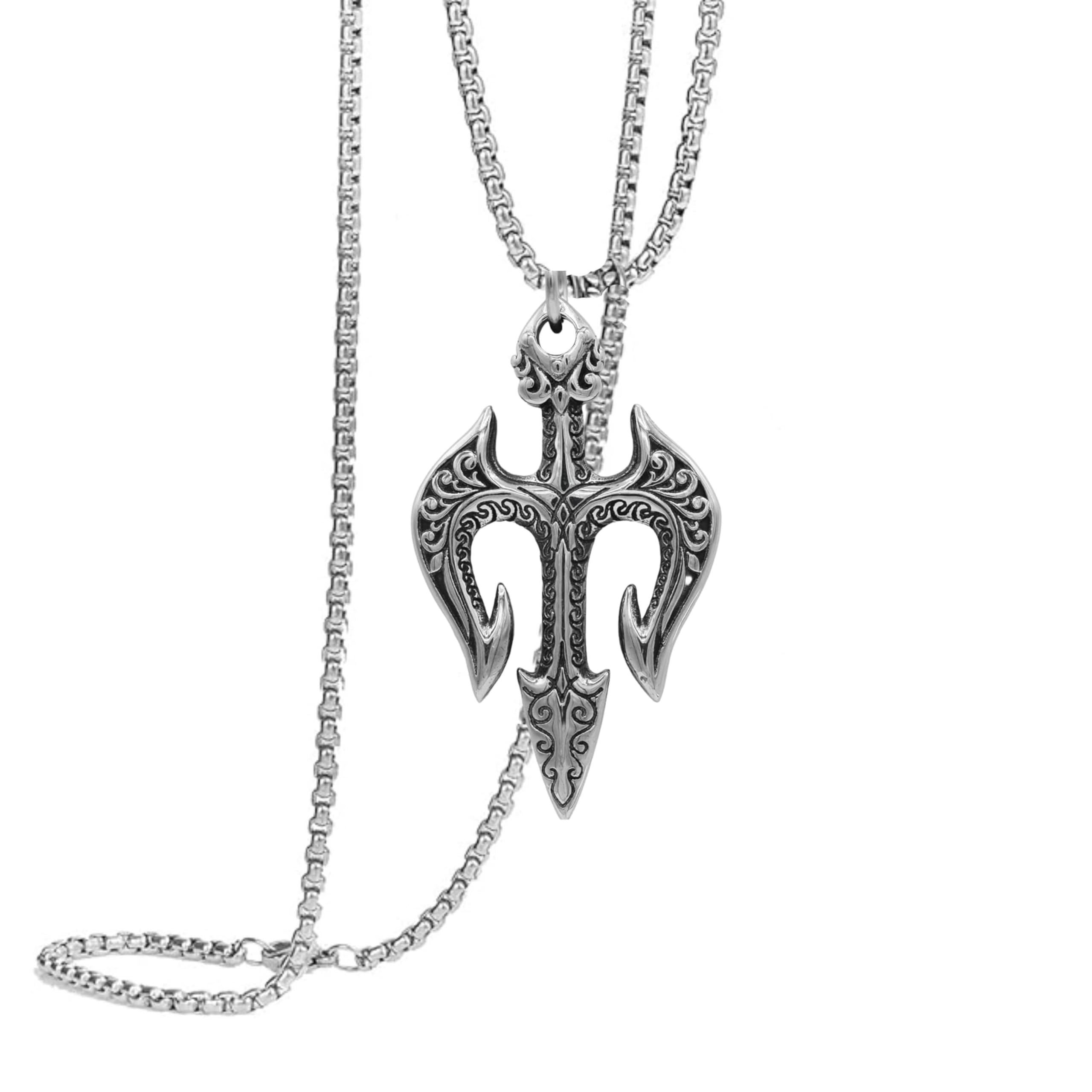 Mens Fashion Trident Pendant for Men, Trident of Shiva, Trishula, Necklace, Metal Men's Necklace SPnL202506