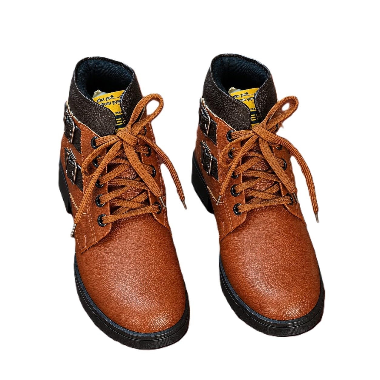 Men’s Casual Boots for Men Stylish Lace Up Ankle Boots Durable Synthetic Leather Shoes with Buckle Design Non Slip Sole Comfortable Fashion Boots for Daily Wear Travel Office Use-image-41