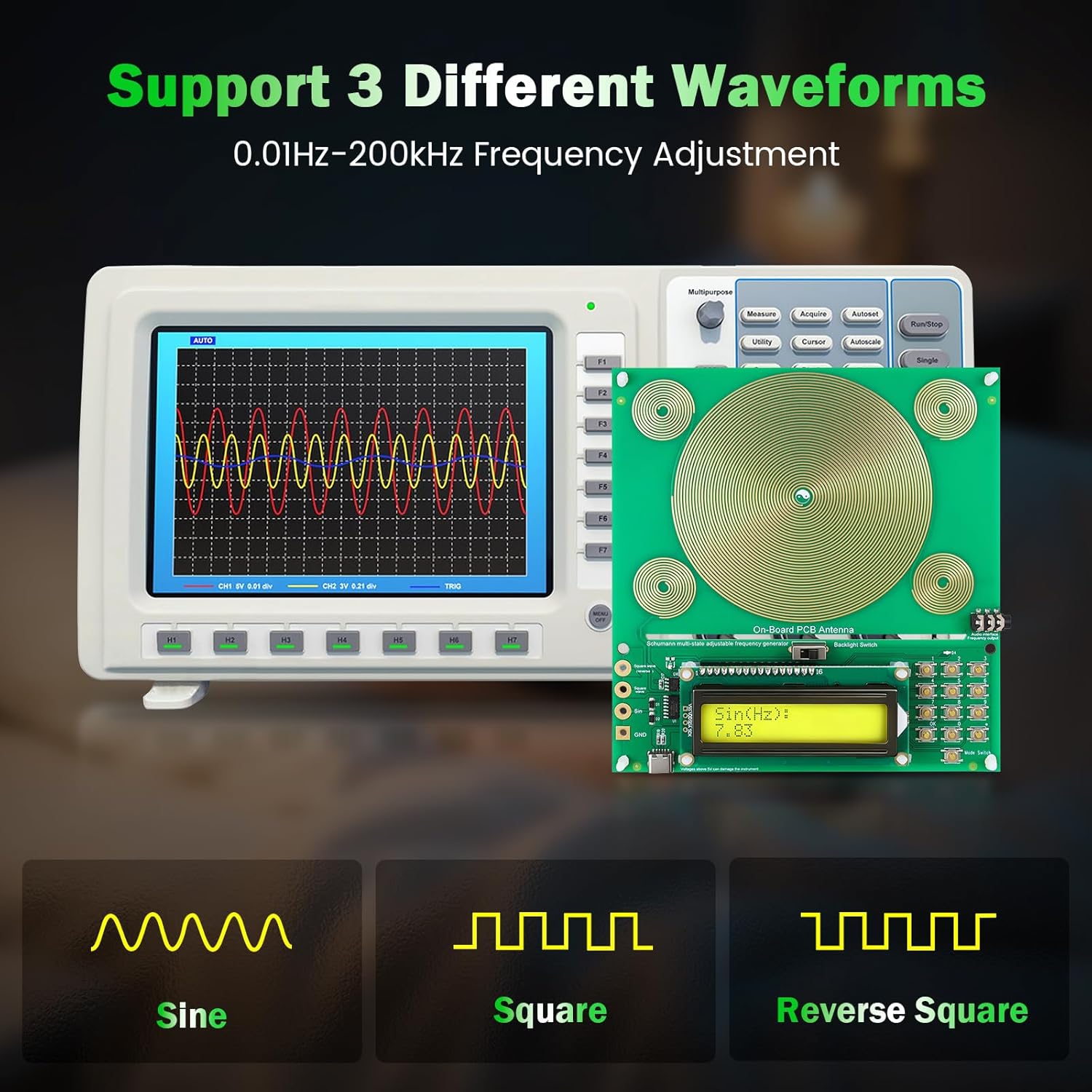 Adjustable Frequency Generator for Healing | Schumann Resonance Pulse Generator 7.83Hz Nature Sine Wave Resonator Sound Frequency Devices for Sleep Therapy(0.01Hz-200000Hz)
