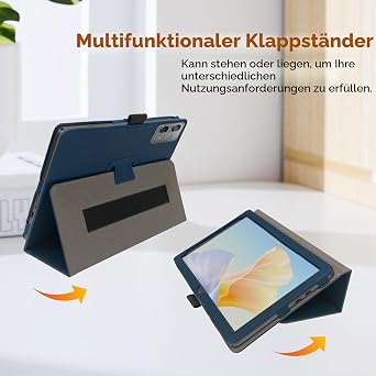 zZjoOoj Case for Teclast ArtPad Air Tablet Case 11 Inches Ultra Thin PU Case Cover Tablet Protection Bundle with 1 Piece 9H Hardness Anti-Scratch Film Vertical Stand Function and Hand Strap Navy Blue
