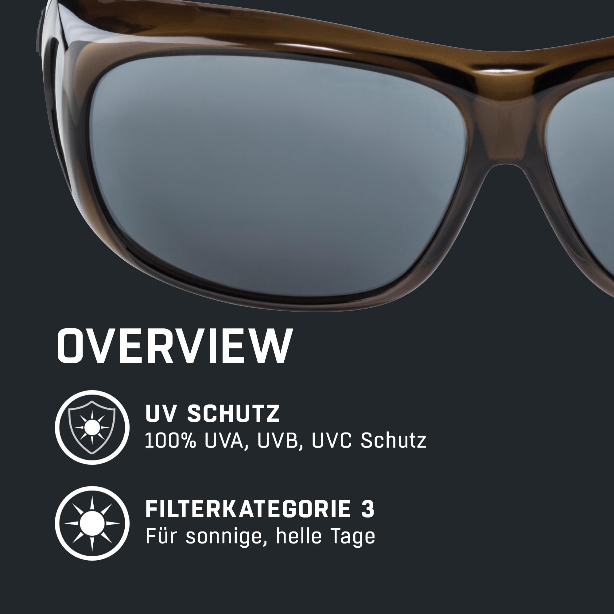 Alpina Overview - Verzerrungsfreie und Bruchsichere Sonnenbrille für Brillenträger, Aufsatz für Brillenträger, 100 Prozent UV-Schutz Für Erwachsene