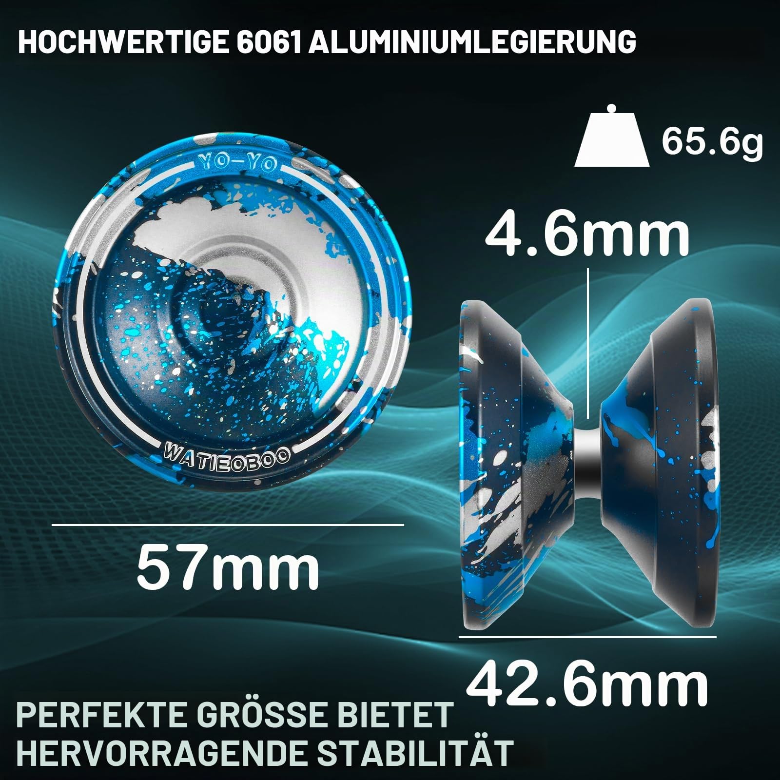 Profi-JoJo aus Metall, nicht reagierendes Stunt-Jo-Jo für Erwachsene, inklusive yoyo-Lager-Set, 10 yo-yo-Seile, JoJo-Box und Handschuhe