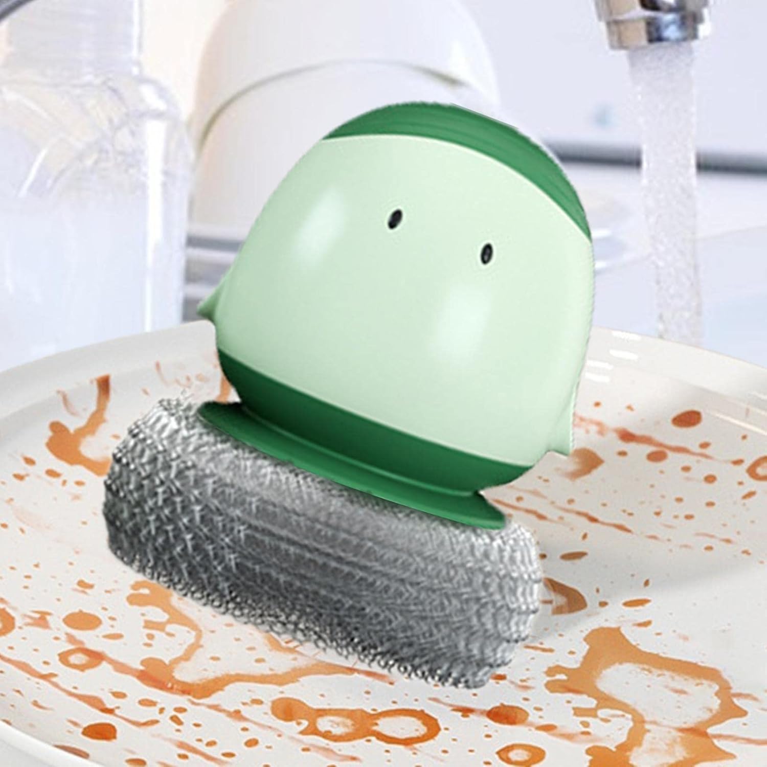 Yeeda Soap Dispensing Cleaning Brush in a kitchen setting