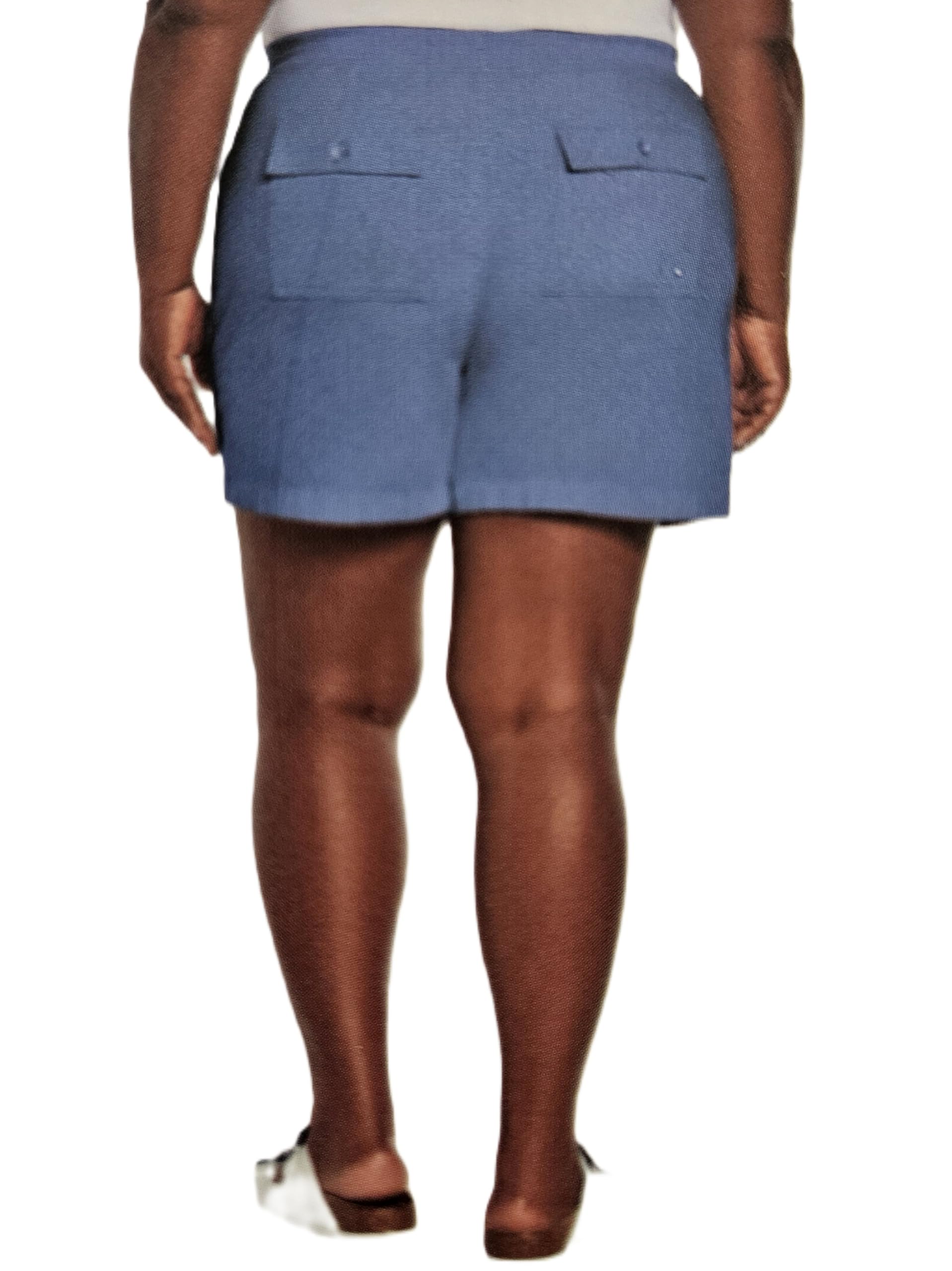 Orvis Women's Short - Pull-On Casual Comfort with Drowstring Back Pockets - Cotton Blend Shorts (Blue, XXL)