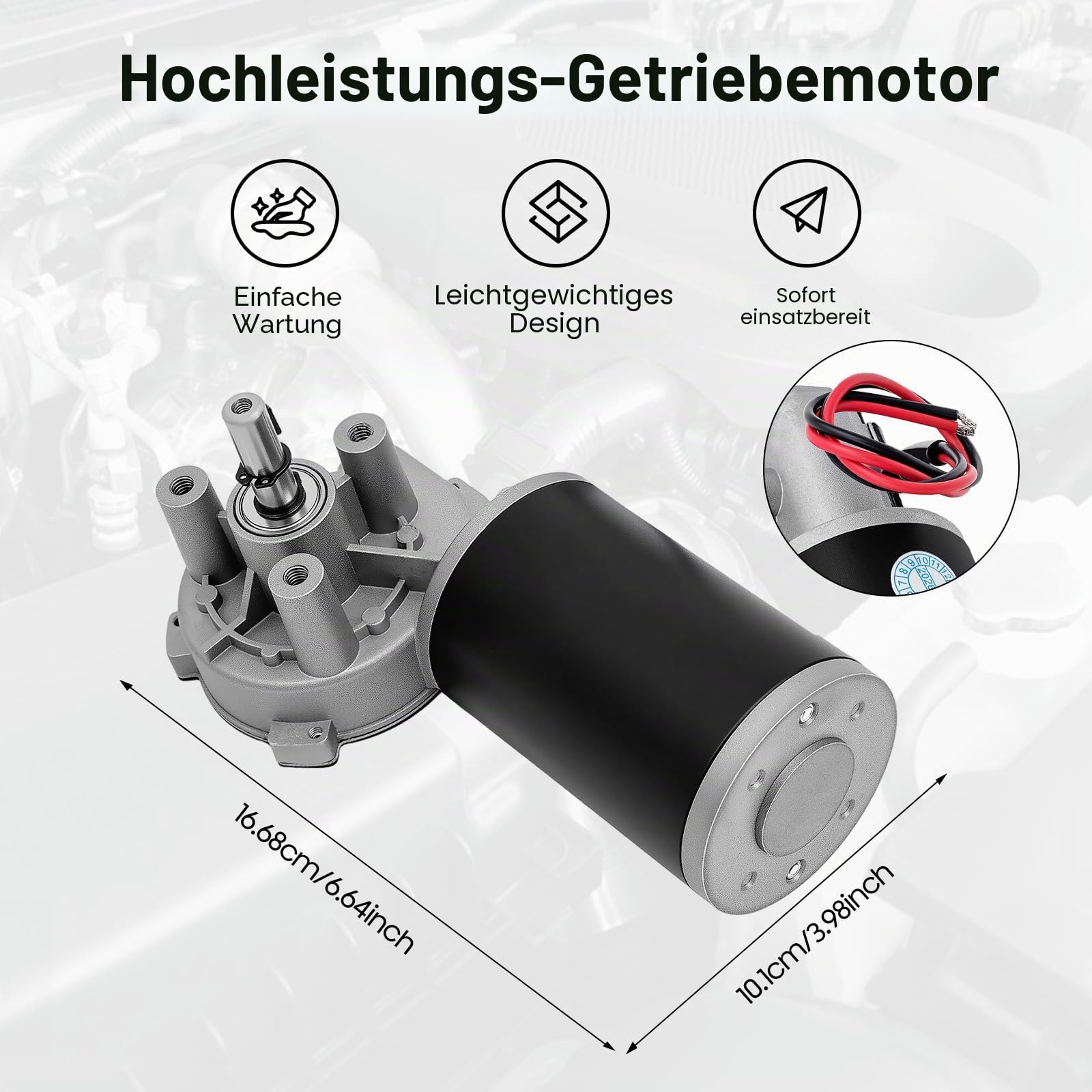 DC-Motor-Getriebemotor, Getriebemotor mit hohem Drehmoment und geringem Geräuschpegel, Nenndrehzahl 160±20 RPM, Übersetzung bis zu 3:60, 24V
