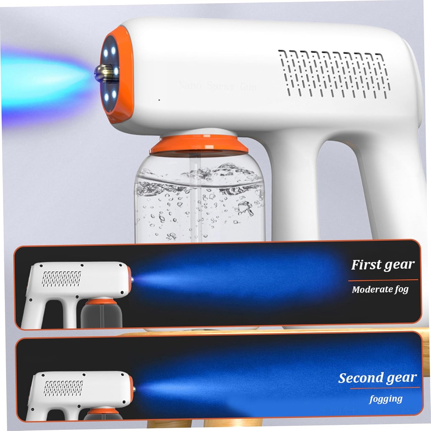 Fogger Machine Handheld 1200mAh Spray Gun with Blue Light 2 Level Mist Sprayer Rechargeable Ergonomic 300ml Detachable Washable Multipurpose Mini Fogger &1 &1