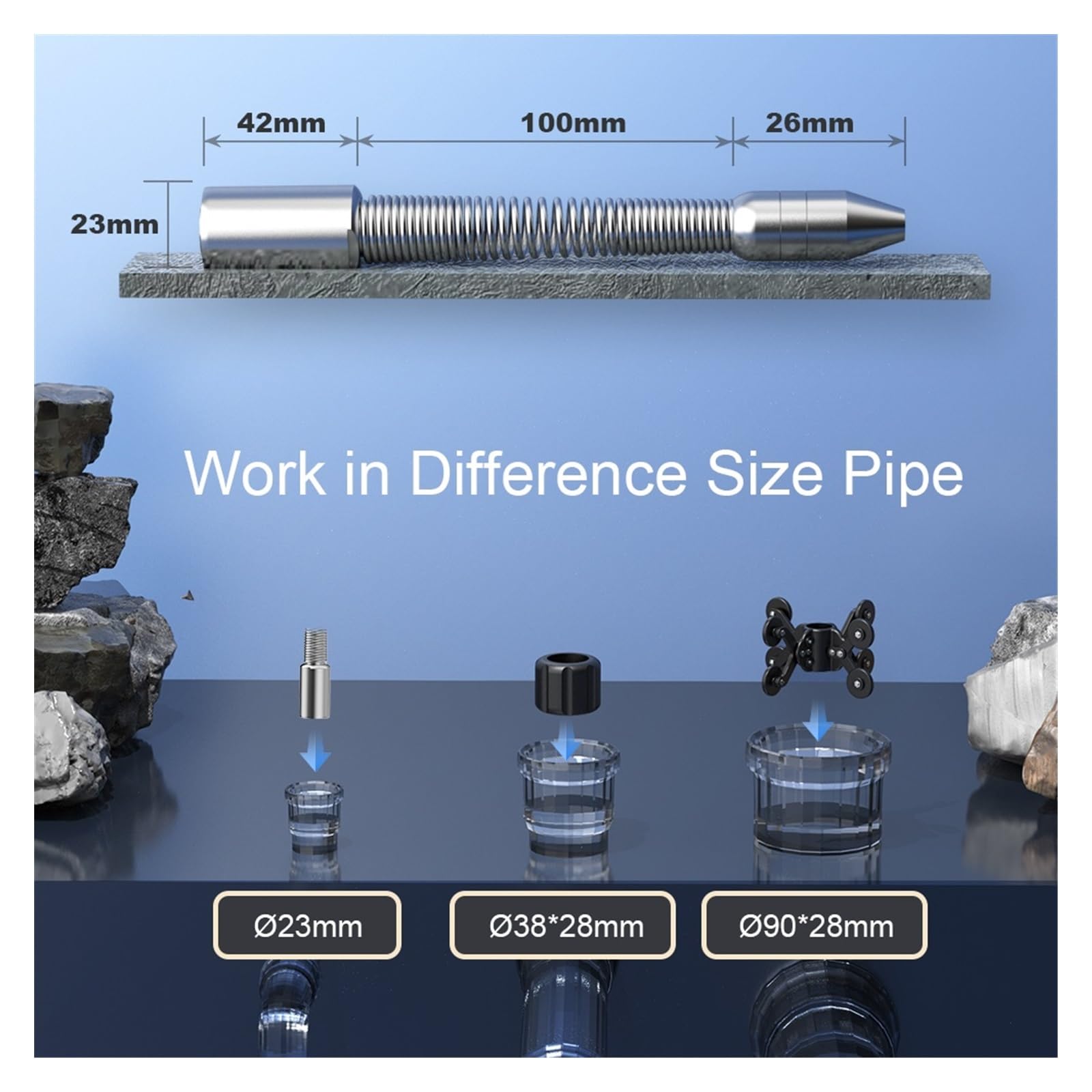 10,1 "IPS 23MM tubería drenaje de alcantarillado cámara inspección endoscopio contador teclado DVR AHD 1080P IP68 boroscopio con tarjeta vídeo(50m,7MM Fiberglass cable)