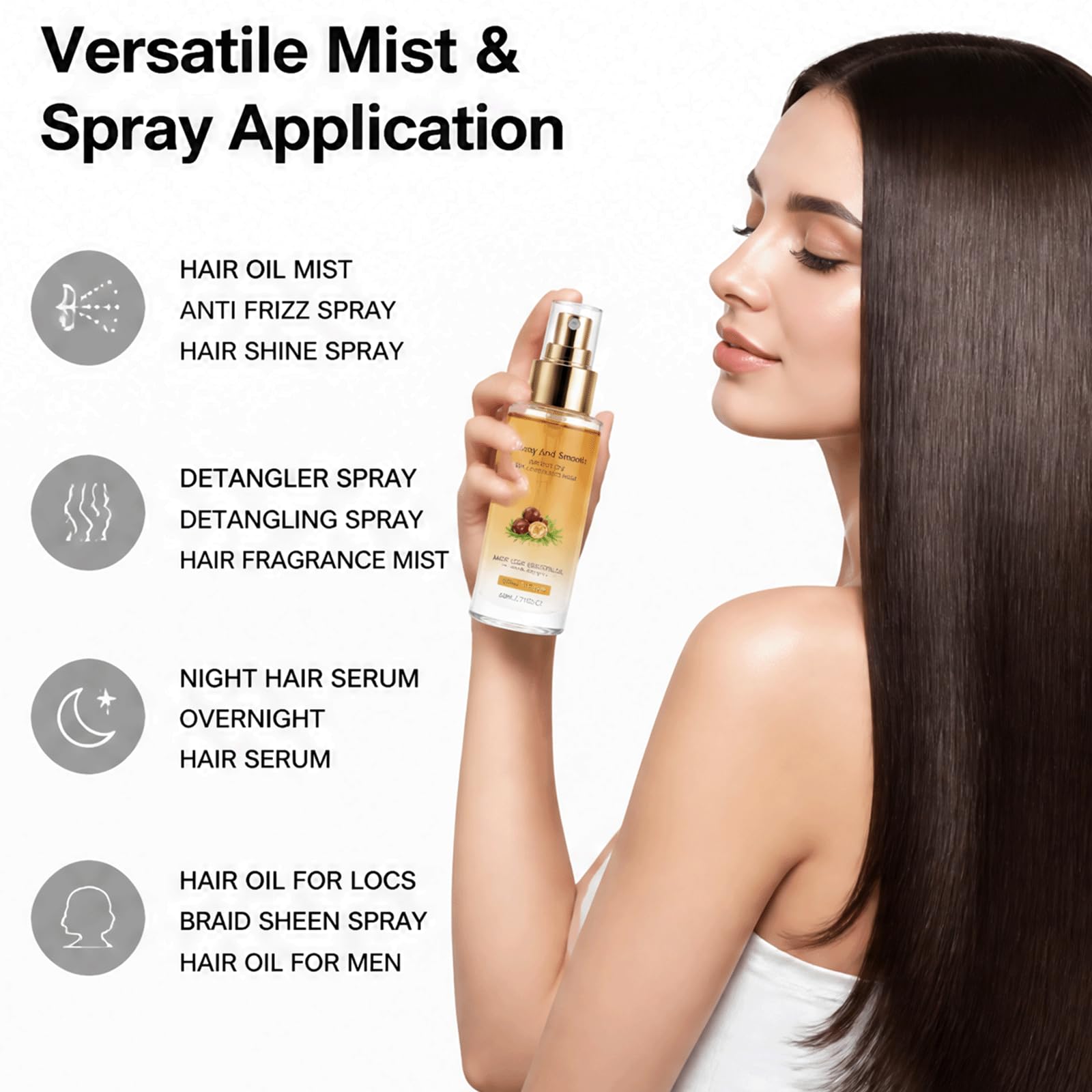 Niezmywalny, głęboko odżywczy olejek do włosów PerfumeCare, lekkie serum przeciw puszeniu się włosów, odzyskiwanie suchych, zestresowanych włosów, (5 szt)