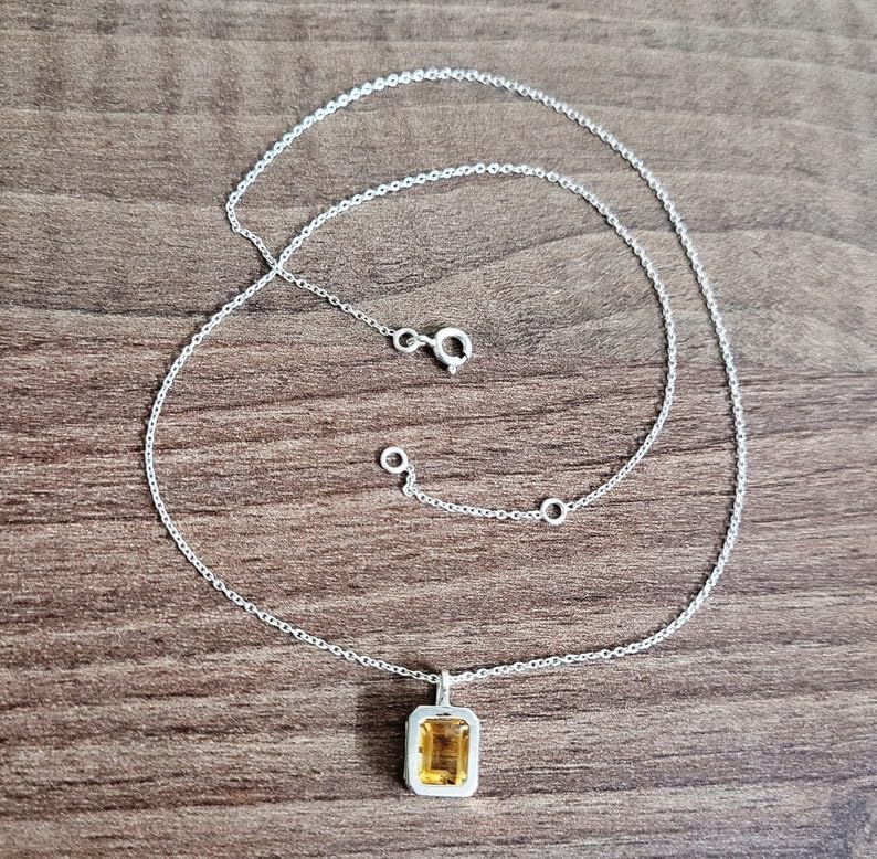 Pendentif citrine bonheur et succès avec chaîne en argent - 3