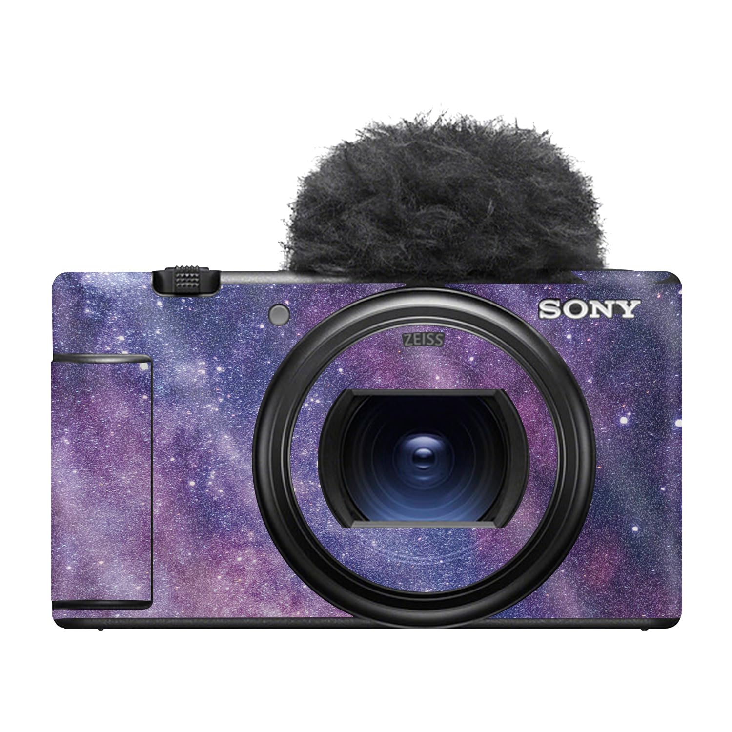 Glossy Glitter Camera Skin Compatible with Sony ZV-1 Mark II (2023) - Violet Stars - Premium 3M Vinyl Protective Wrap Decal Cover - Easy to Apply | Crafted in the USA by MightySkins