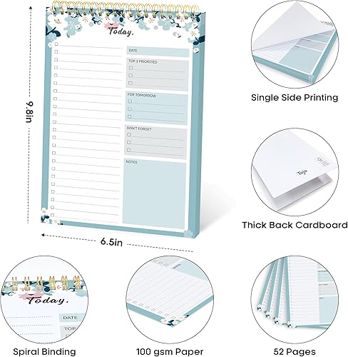 Miniatura 129 de Taja Bloc de notas de lista de tareas pendientes para el trabajo con 52 hojas, 9.8 x 6.5 pulgadas, planificador diario sin fecha, perfecto