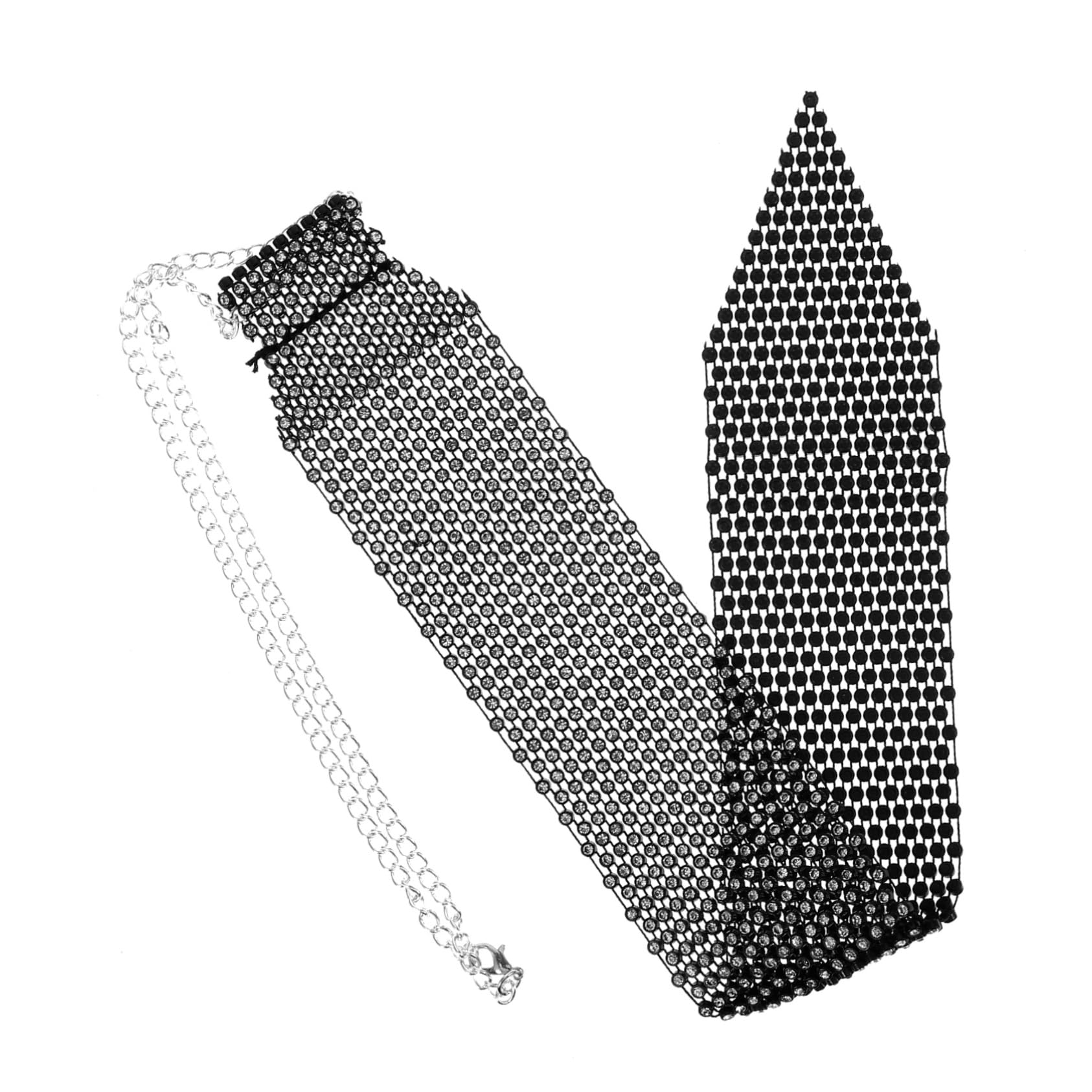 LIFKOME Strasskrawatte für Damen Schwarz, Glitzernde Krawatte Elegant