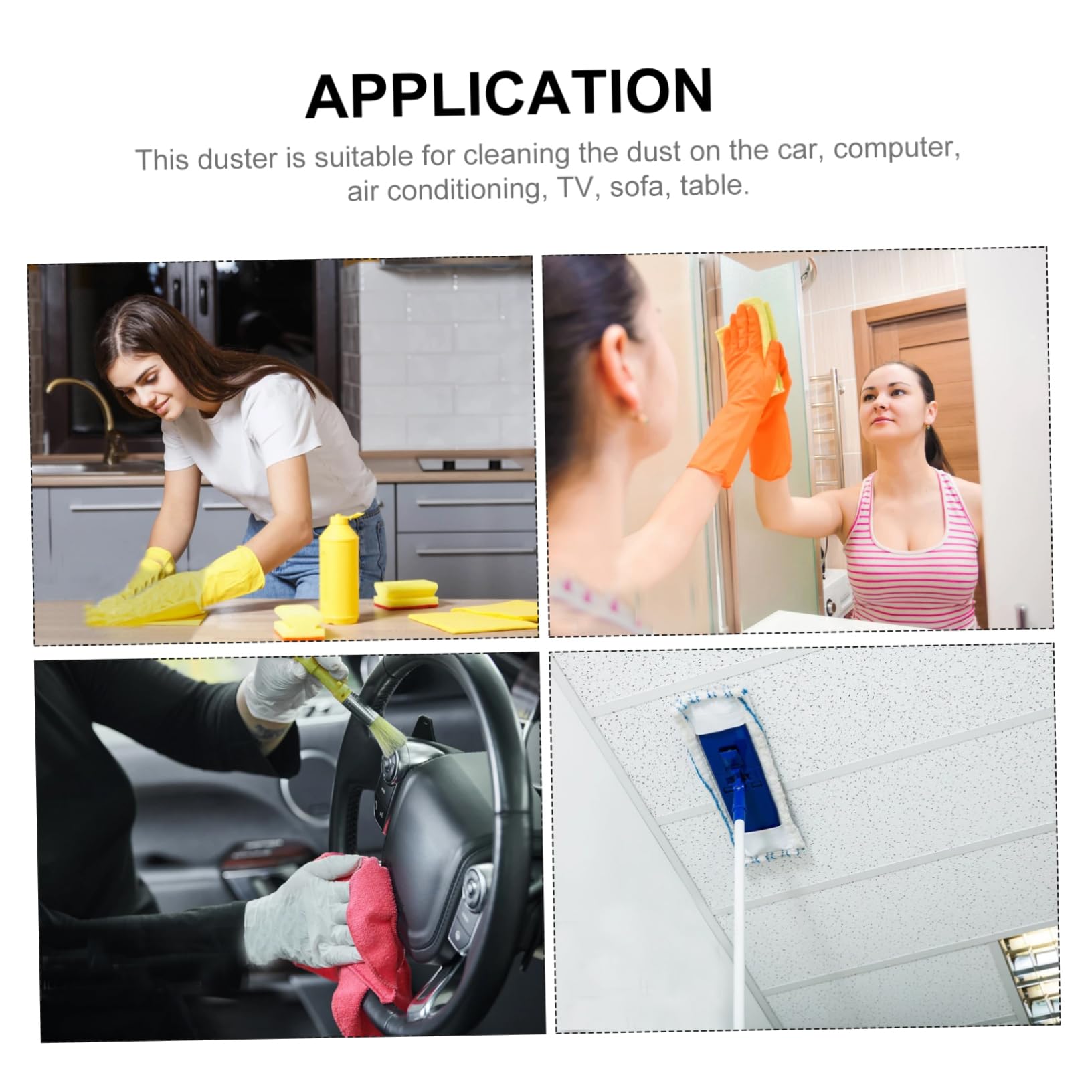 CIYODO Telescopic Ceiling Fan Cleaner Duster Duster Set Double-Head Brush Home Chenille Brush 5-Piece Kit