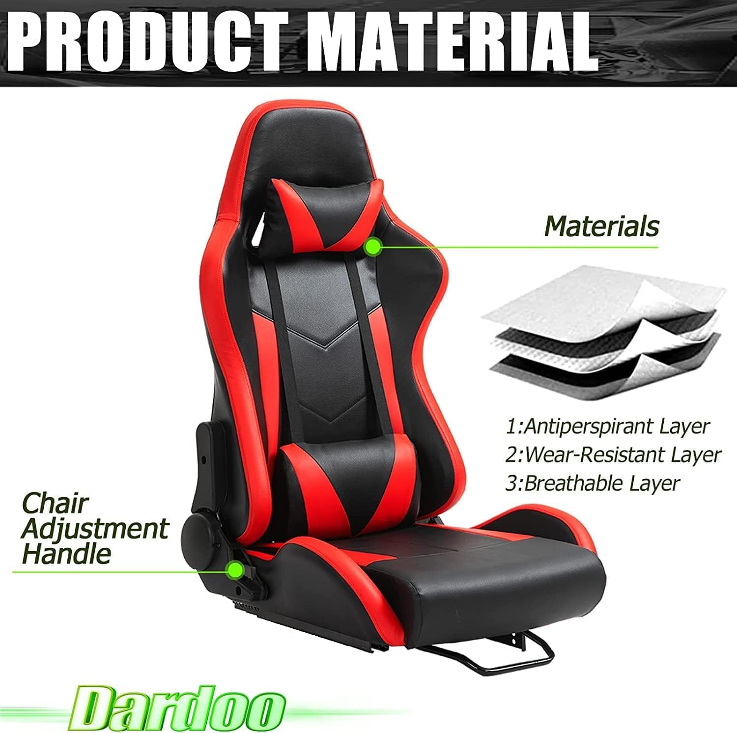 Dardoo Racing Gaming Schalensitz mit verstellbarem Doppelschieber Adapt Racing Simulator Cockpit Driving Wheel Stand Stuhl Videospiel Stühle Sim Stuhl Rot