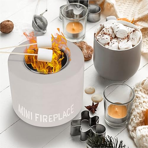 Miniatura 2 de KNECTEK Mini cuenco de fogata de hormigón para interiores y exteriores, mini chimenea personal, largo tiempo de combustión, sin humo e inodoro