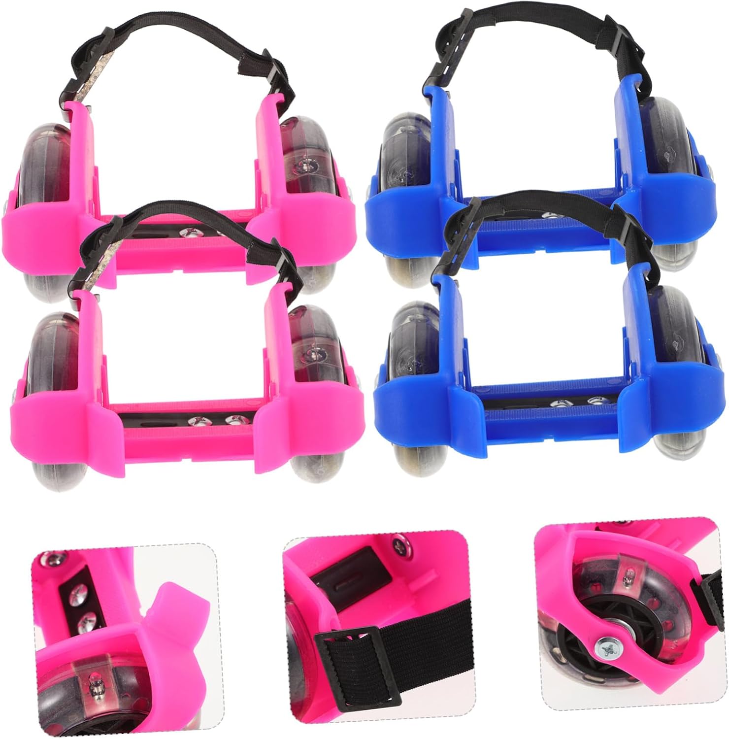 Kisangel 2pairs PVC Boys and Girls Roller Skates Adjustable Light-up Wheels Skater Shoes