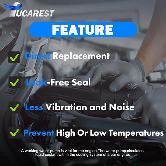 TUCAREST AW4126 Water Pump Kit w/Gasket (For 2.0L/2.3L/2.5L L4) Fit For Fo-rd Escape Explorer Focus Taurus Ranger, Li-ncoln MKT MKZ, Ma-zda 3 5 6 B2300 CX-7 MX-5 Miata Tribute, Me-rcury Mariner Milan