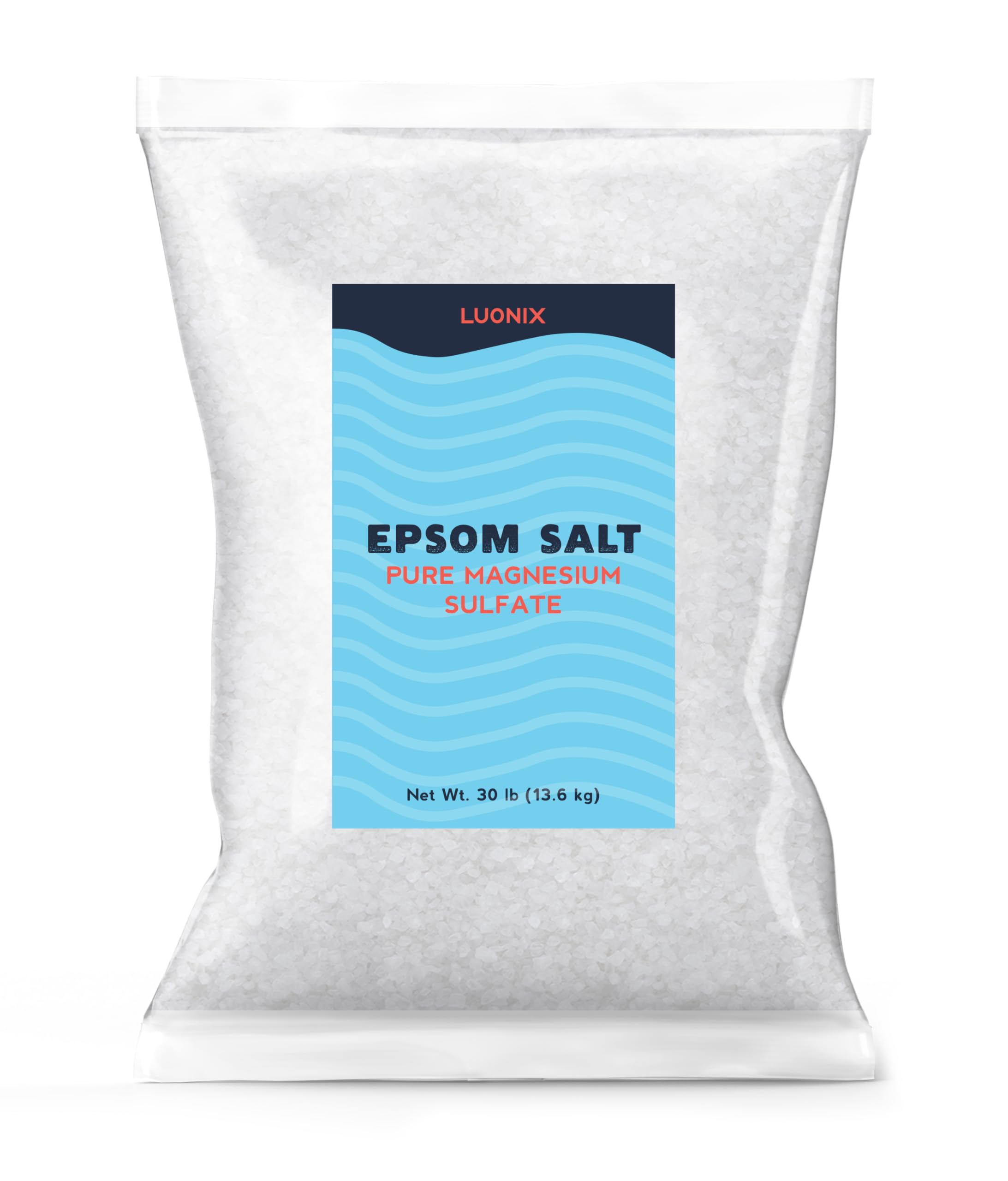Luonix Epsom Salt, 30 lbs, Bulk, Bath Soak, DIY Bath Bombs
