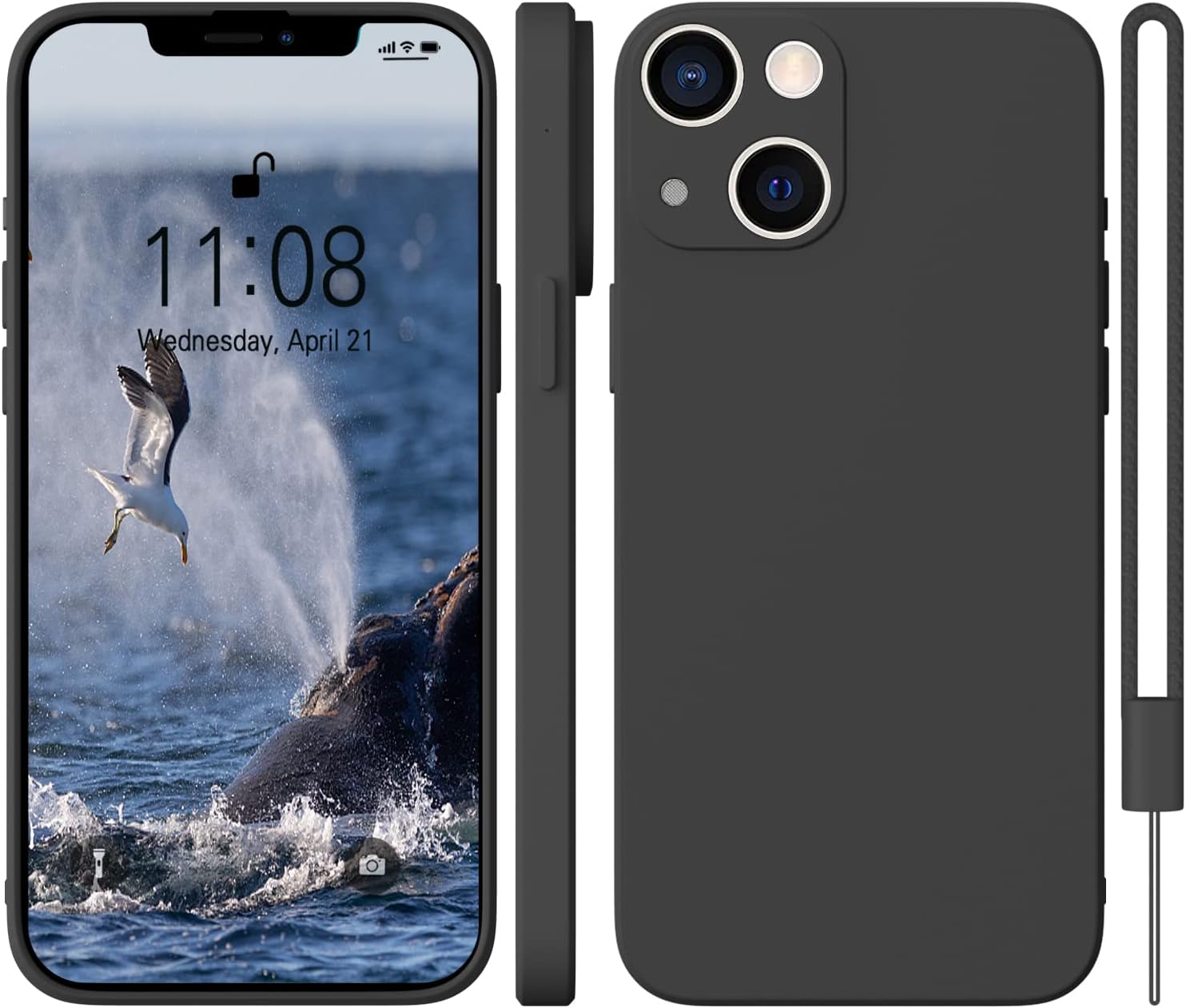 WXX for iPhone 13 Mini Case Silicone Camera Protection Ultra Slim Case Soft Gel Cover Rubber Lightweight Anti-Scratch Phone Cases Compatible for iPhone 13 Mini 5.4 inch Black