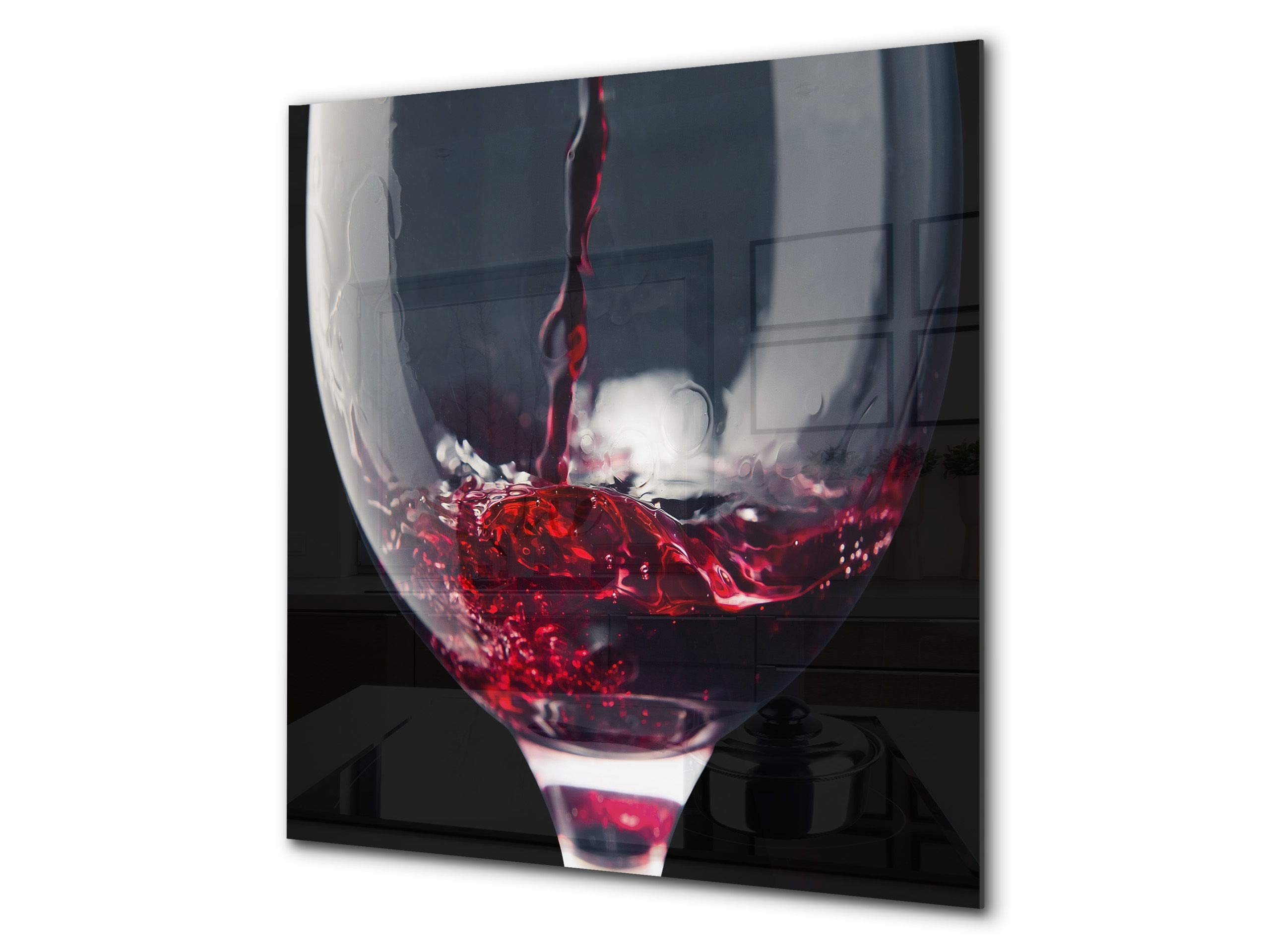 Concept Crystal Unique Glass Kitchen Panel – Tempered Glass backsplash – Art Design Glass Upstand BS19 Wine Series: Red Wine 2