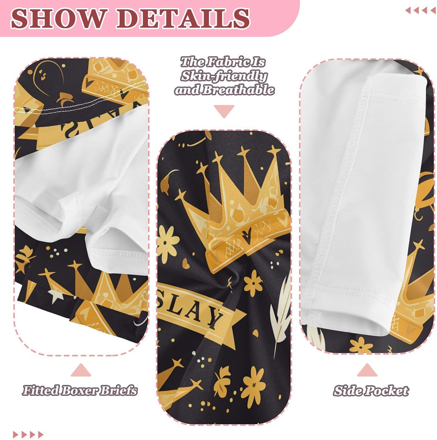 visesunny Slay Crown Pattern Girl's Golf Skirt Athletic Tennis Skort Sport Activewear with Double Layer Pockets