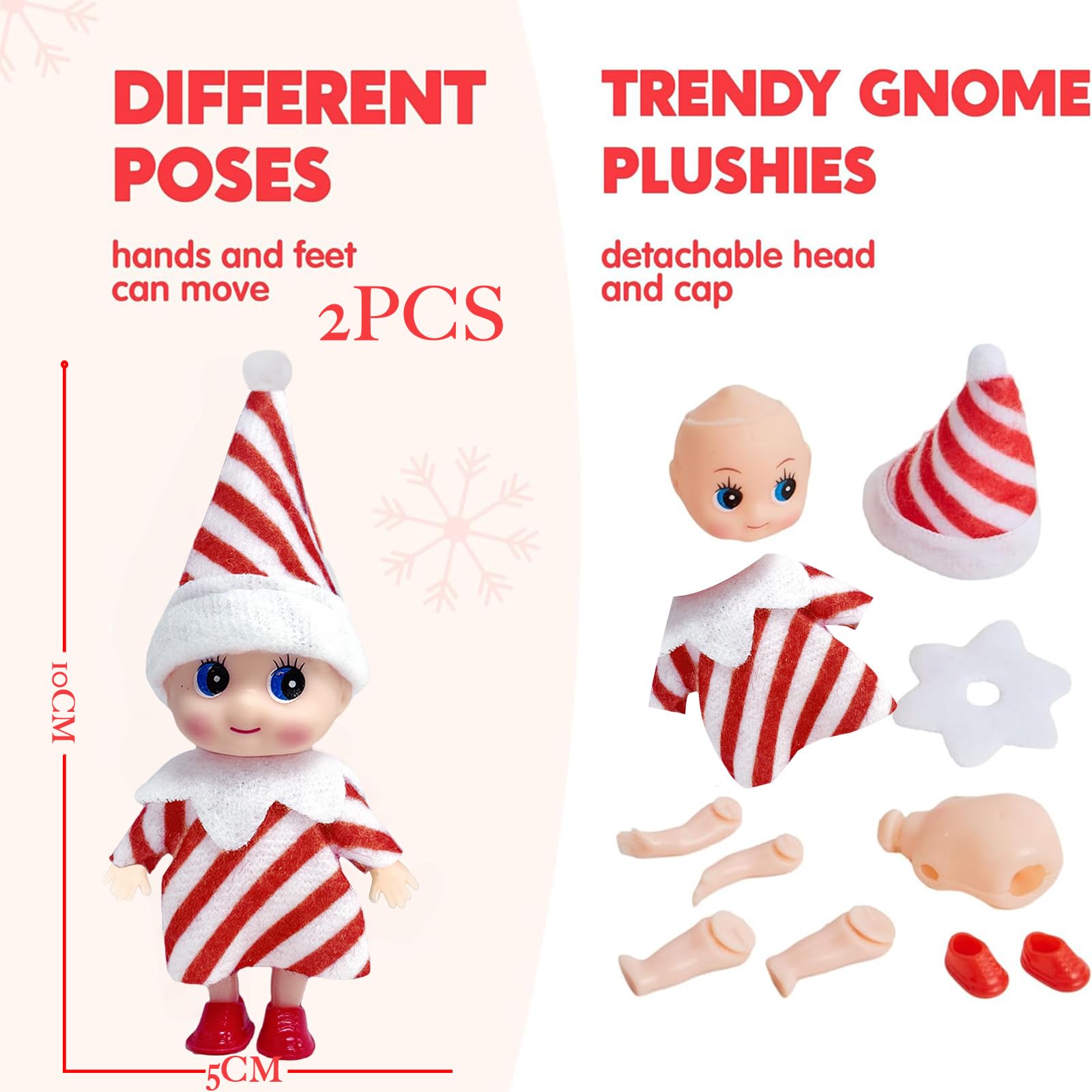 2pcs Christmas Elf Baby Mini Dolls,Christmas Baby Elves Twins Cute Little Elfs,Naughty Tiny Baby Elf Doll Novelty Toys Christmas Tradition Small Dolls for Girls Boys Kids Gift Xmas Stocking Stuffers - Image 2