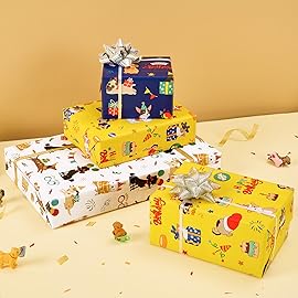 WERNNSAI Dog Wrapping Paper Rolls - 3 Rolls 17 x 120 Doggy Boys Wrapping Paper Rolls Puppy Gift Wrap Paper Kids Birthday Gift Packign Holiday Supply Short Roll Mini Roll with Cutting Line