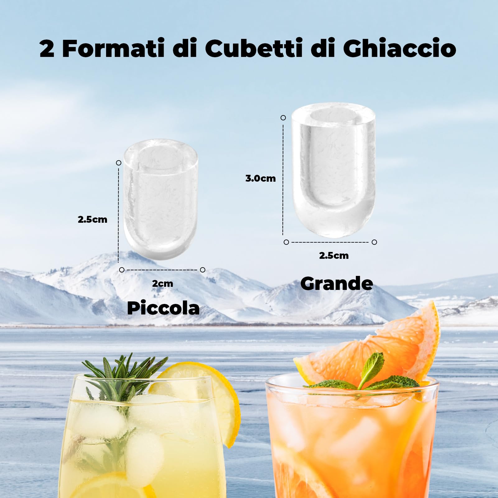 Macchina Ghiaccio 12kg/24h, Autopulente Macchina del Ghiaccio Casa 1,5L, Silenzioso Macchina per il Ghiaccio 9 Cubetti in 6 Minuti, Ice Maker con Maniglia/Paletta/Cestello, Nero