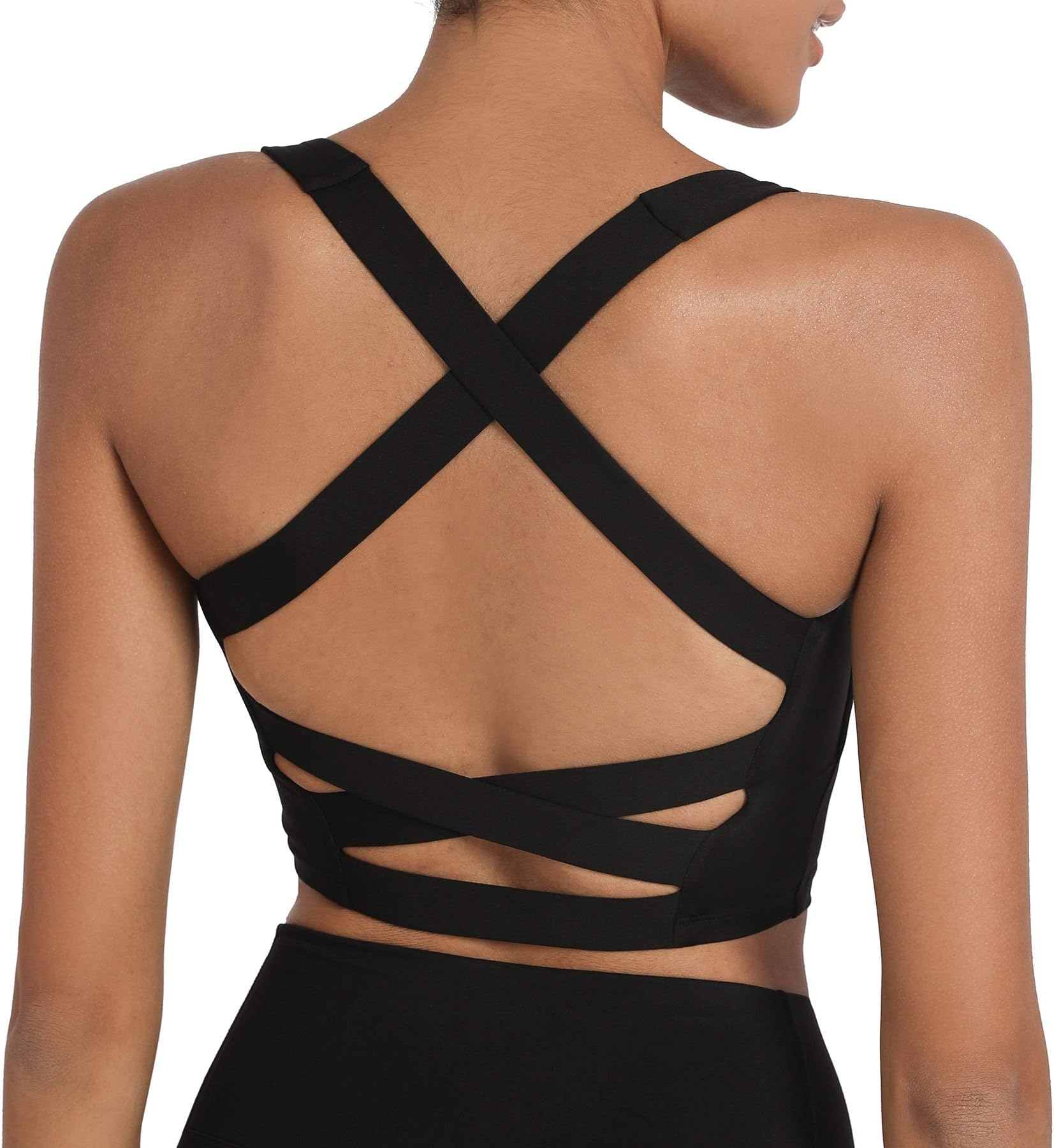 romansongStrappy Yoga Sports Bras for Women Padded Criss-Cross Back Tank Tops
