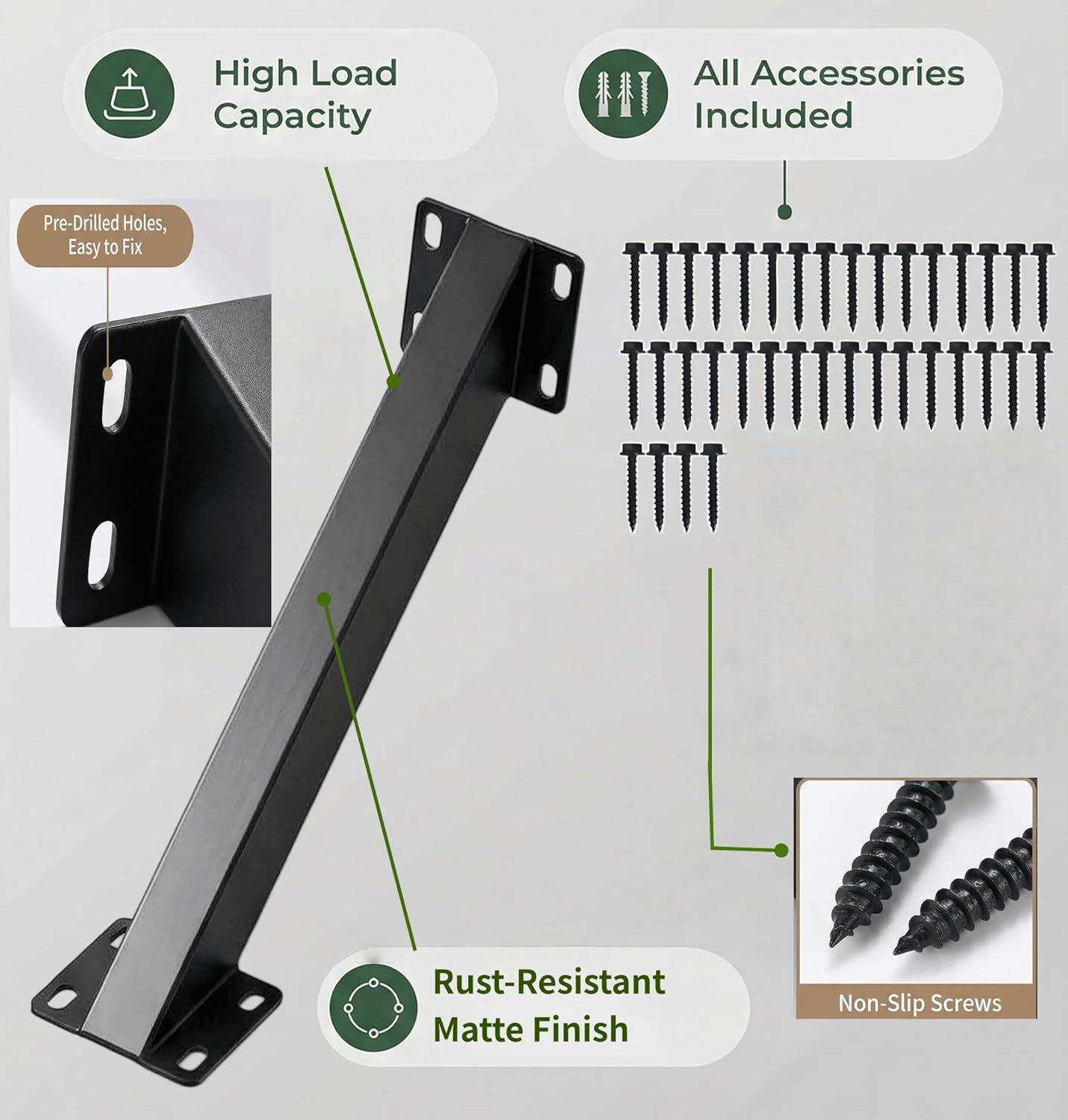 Heavy Duty Pergola Brackets Kit-4PC Steel Corner Connectors, 45° Angle Support Brackets, Wooden Structure Brackets for Treehouse Gazebo Patio Cabin Deck