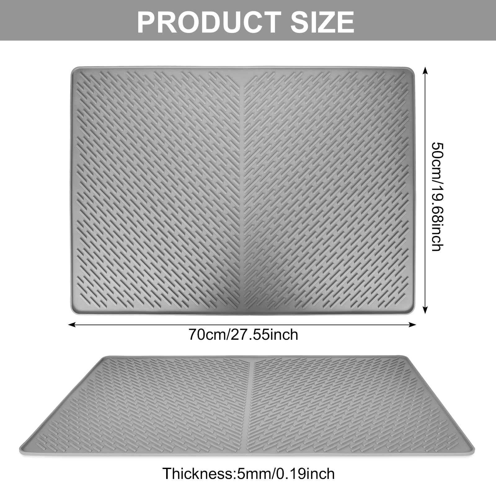 Silicone Cat Litter Mat, 70x50cm Cat Litter Tray Mat, Non-Slip Waterproof Cat Litter Trapping Mat - Image 2