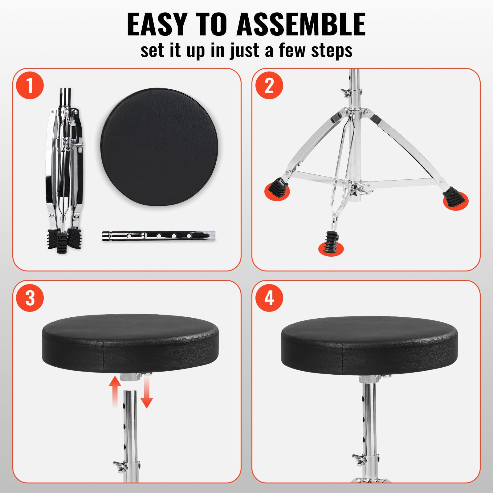 LeSage Tabouret de batterie pliable pour adulte avec pieds antidérapants