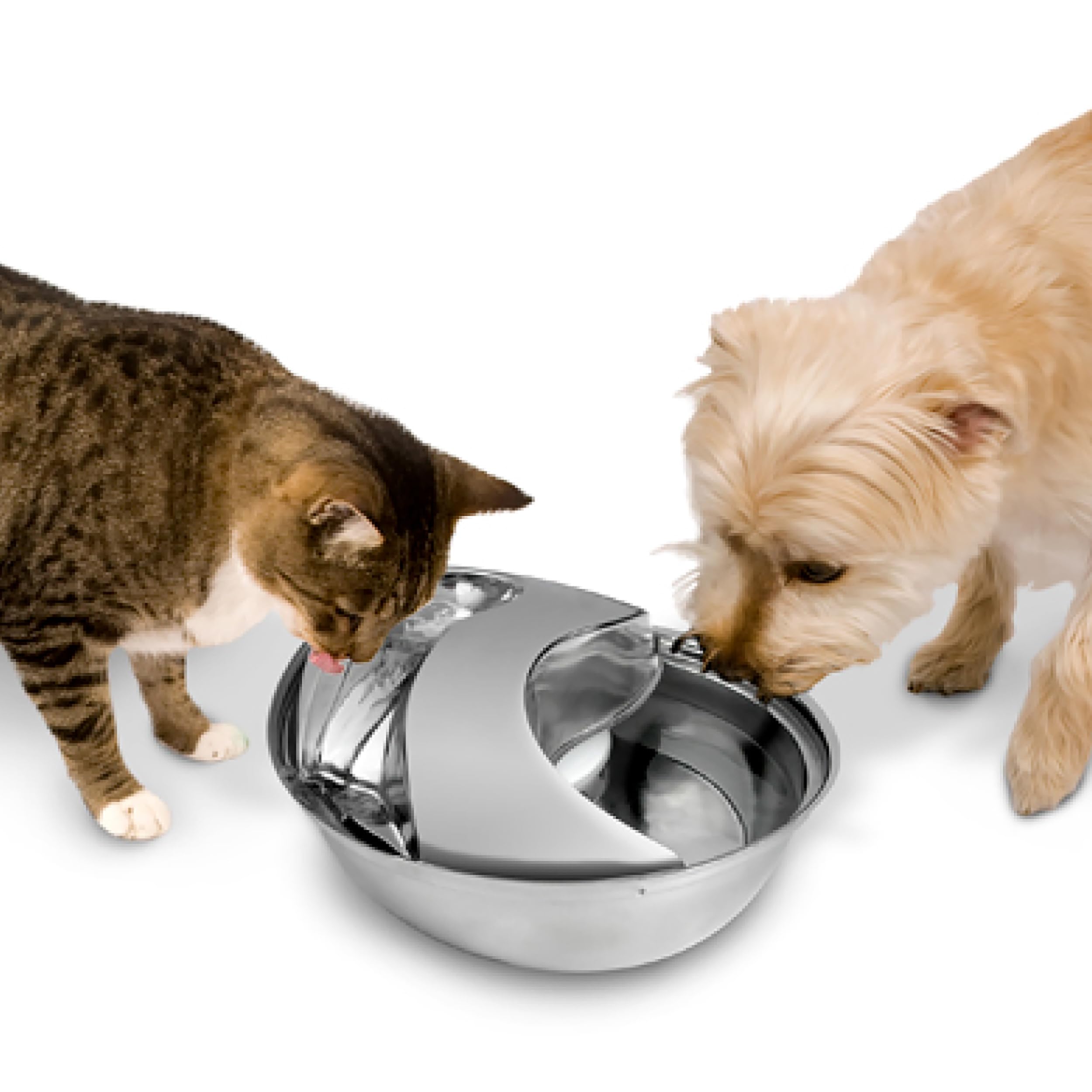 Pioneer - Bebedero para Mascotas con diseño de Gota de Lluvia de Acero Inoxidable | Diseño de acero inoxidable, agua que fluye, fomenta la hidratación, fácil de limpiar, adecuado para gatos y perros