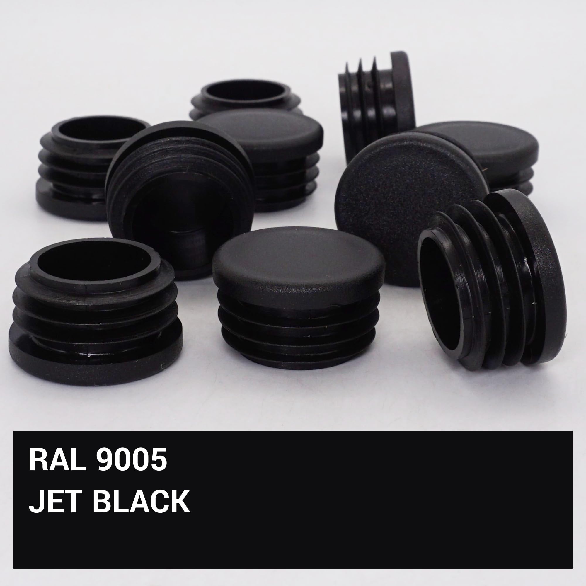 SKIR'CO (20 pcs) Round Tube Inserts 35 mm, Fence Post Plugs, Black Plastic Tube End Caps, Pipe Plugs, Black RAL 9005 - Image 3