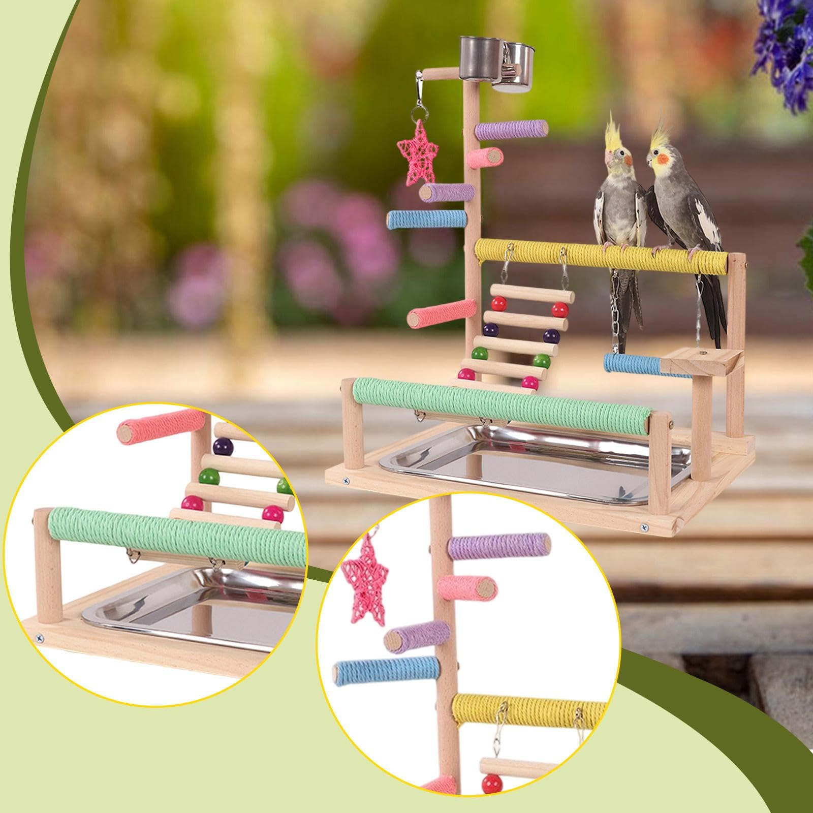 Parco Giochi per pappagalli, Supporto per Uccelli, recinto Portatile Multifunzione per Giocare con Uccelli, Supporto per pappagalli, parrocchetti,