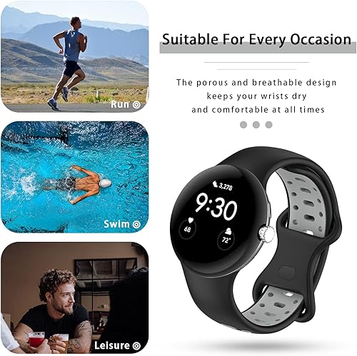 Miniatura 5 de Eiavike Compatible con Google Pixel Watch Band - Correa deportiva de silicona transpirable para reloj de repuesto para Google Pixel Watch 2022