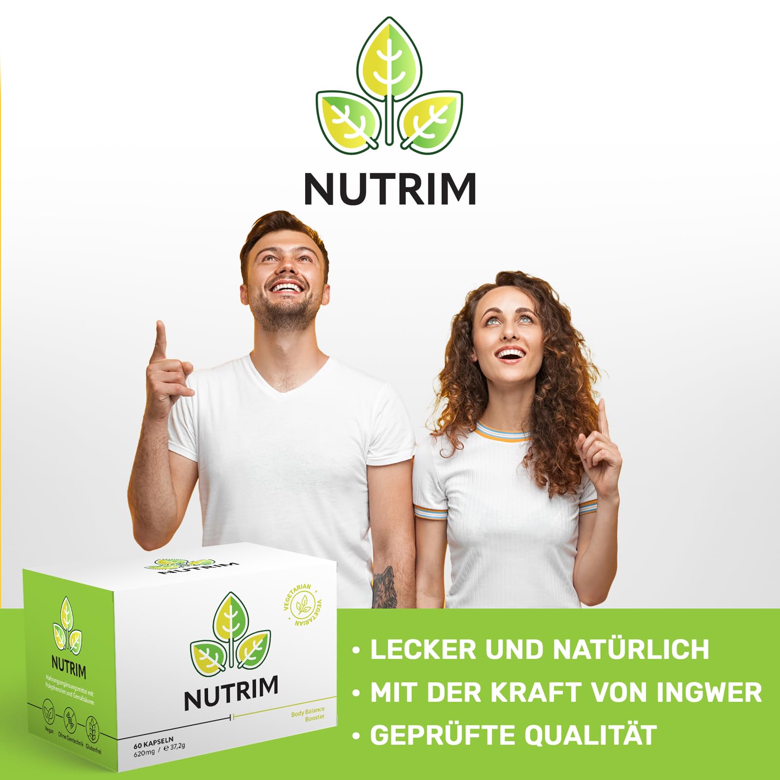 NUTRIM Superfood-Komplex – 1 x 60 Kapseln mit Knotentang, Ingwer, Grünem Tee, Grünem Kaffee und Kardamom – natürliche Unterstützung für Ihre Ernährung - Nahrungsergänzungsmittel