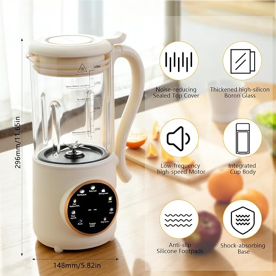 Soya Milk Maker Machine, Automatic Soy Milk Maker 47oz (1400ml), Automatic Almond Milk Machine with 16 Blades, Plant-Based Milk Machine with Delay Timer for Oat, Soy, Yogurt and Dairy Free Beverages