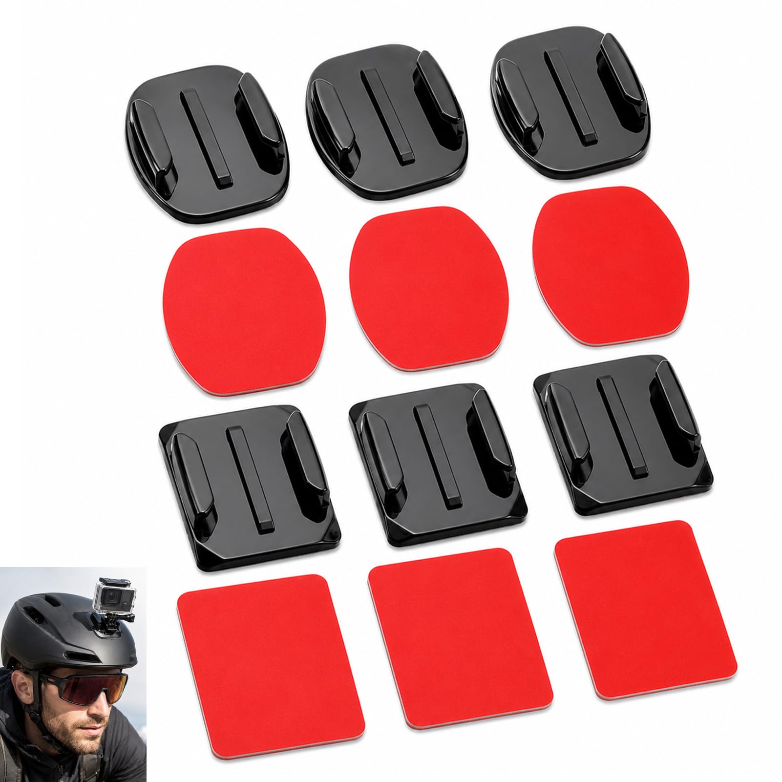 6 Stück Klebehalterung, Klebepads 3M VHB Selbstklebende Halterungen Action Kamera Gebogene Flache Montagepads Helm Fahrrad Motorrad Auto Surfboard Ski Snowboard Hero 13 12 11 10 9 8
